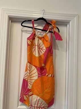 Molly B  Boston Orange and Yellow Tie-Shoulder Dress 10 NWOT
